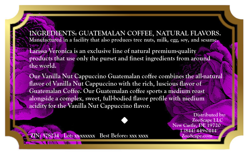 Vanilla Nut Cappuccino Guatemalan Coffee <BR>(Single Serve K-Cup Pods)