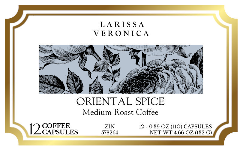 Oriental Spice Medium Roast Coffee <BR>(Single Serve K-Cup Pods) - Label