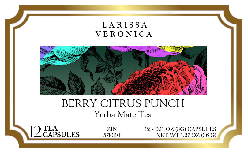 Berry Citrus Punch Yerba Mate Tea <BR>(Single Serve K-Cup Pods) - Label
