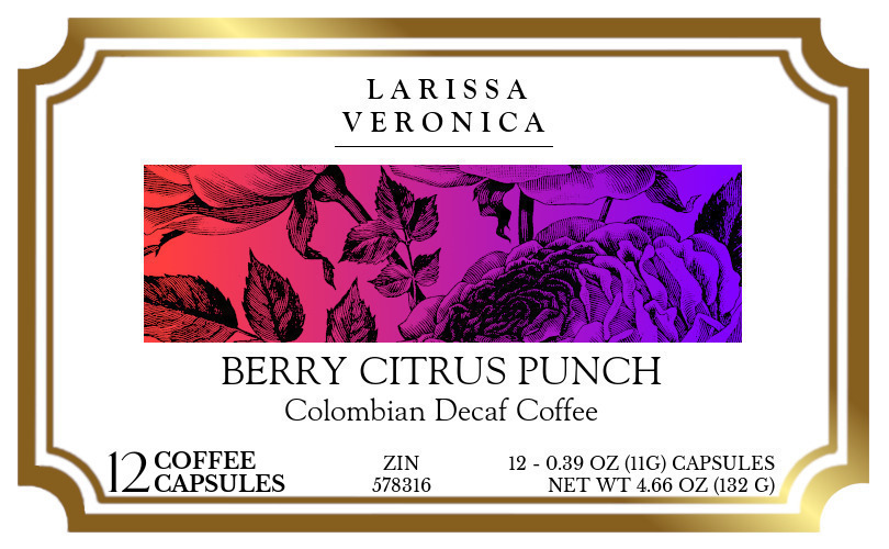 Berry Citrus Punch Colombian Decaf Coffee <BR>(Single Serve K-Cup Pods) - Label