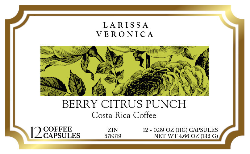 Berry Citrus Punch Costa Rica Coffee <BR>(Single Serve K-Cup Pods) - Label