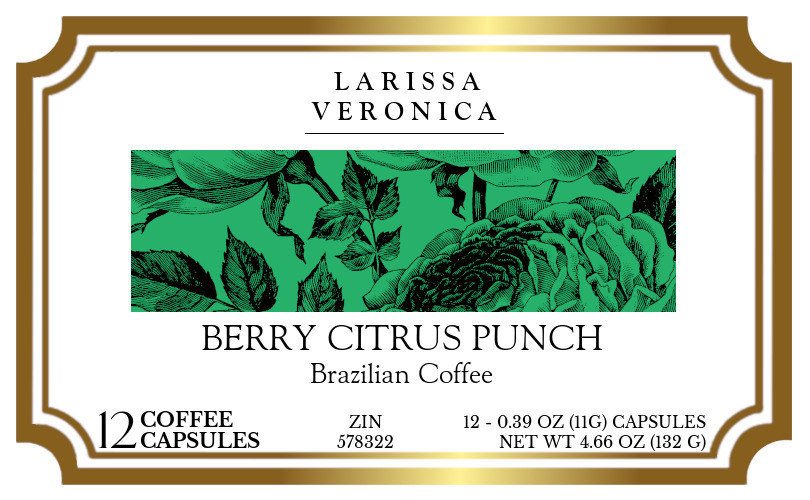 Berry Citrus Punch Brazilian Coffee <BR>(Single Serve K-Cup Pods) - Label
