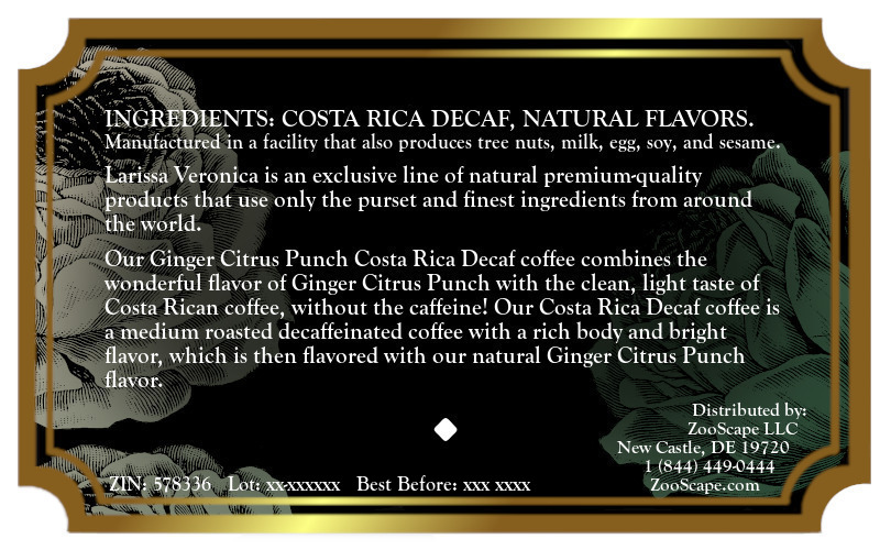 Ginger Citrus Punch Costa Rica Decaf Coffee <BR>(Single Serve K-Cup Pods)
