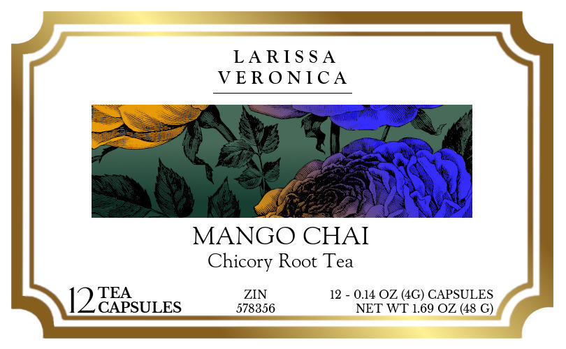 Mango Chai Chicory Root Tea <BR>(Single Serve K-Cup Pods) - Label