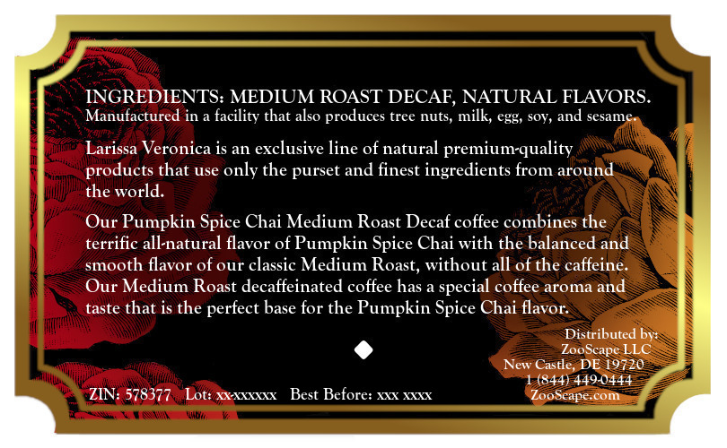 Pumpkin Spice Chai Medium Roast Decaf Coffee <BR>(Single Serve K-Cup Pods)