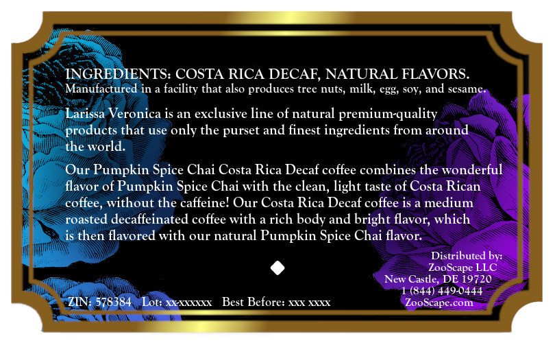 Pumpkin Spice Chai Costa Rica Decaf Coffee <BR>(Single Serve K-Cup Pods)