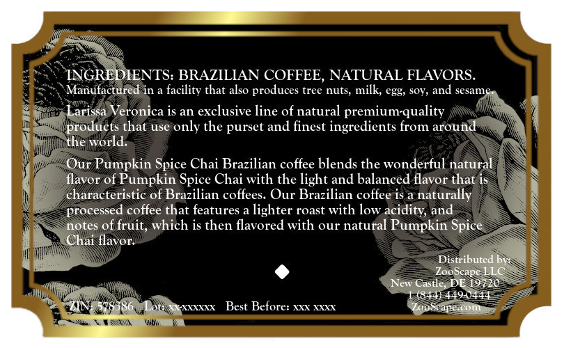 Pumpkin Spice Chai Brazilian Coffee <BR>(Single Serve K-Cup Pods)