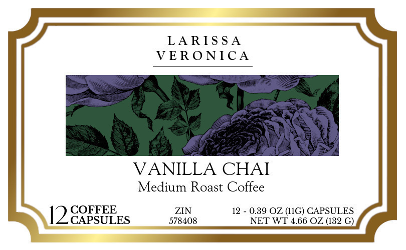 Vanilla Chai Medium Roast Coffee <BR>(Single Serve K-Cup Pods) - Label