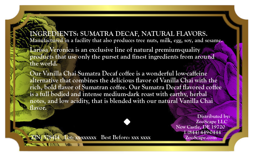 Vanilla Chai Sumatra Decaf Coffee <BR>(Single Serve K-Cup Pods)