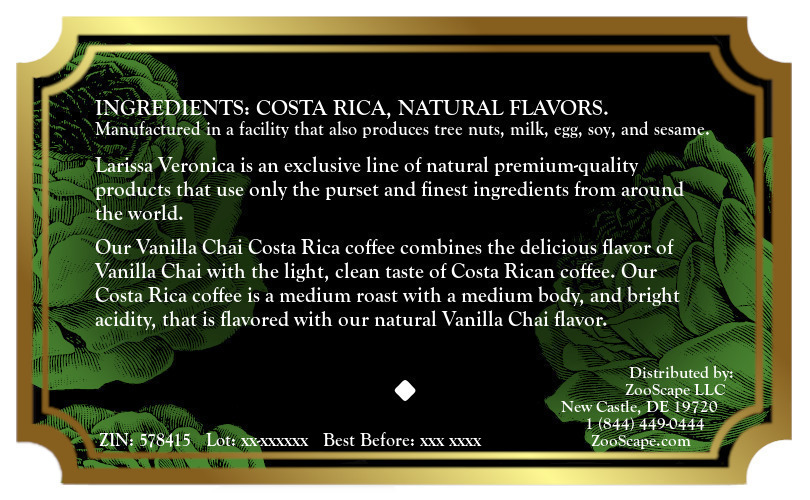 Vanilla Chai Costa Rica Coffee <BR>(Single Serve K-Cup Pods)