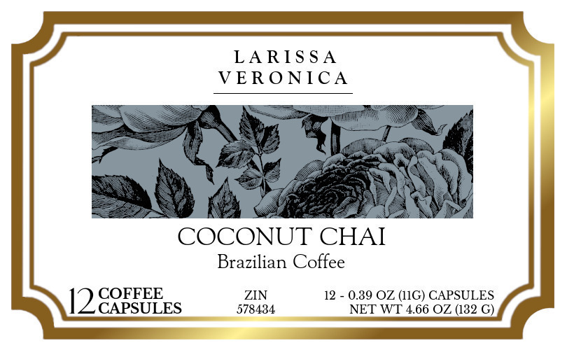Coconut Chai Brazilian Coffee <BR>(Single Serve K-Cup Pods) - Label