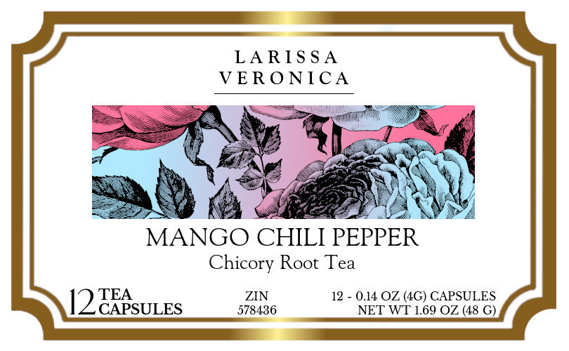 Mango Chili Pepper Chicory Root Tea <BR>(Single Serve K-Cup Pods) - Label