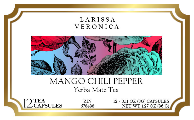 Mango Chili Pepper Yerba Mate Tea <BR>(Single Serve K-Cup Pods) - Label
