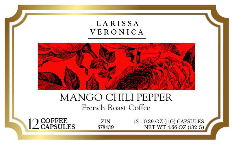 Mango Chili Pepper French Roast Coffee <BR>(Single Serve K-Cup Pods) - Label