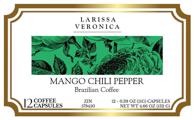 Mango Chili Pepper Brazilian Coffee <BR>(Single Serve K-Cup Pods) - Label