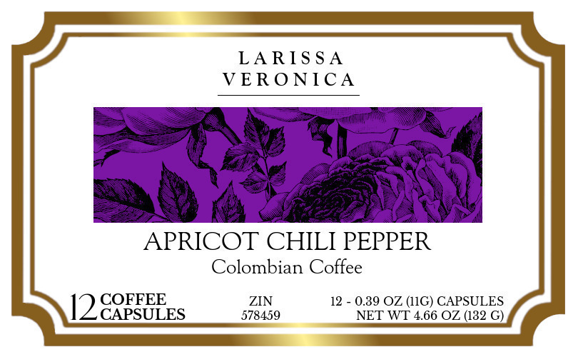 Apricot Chili Pepper Colombian Coffee <BR>(Single Serve K-Cup Pods) - Label