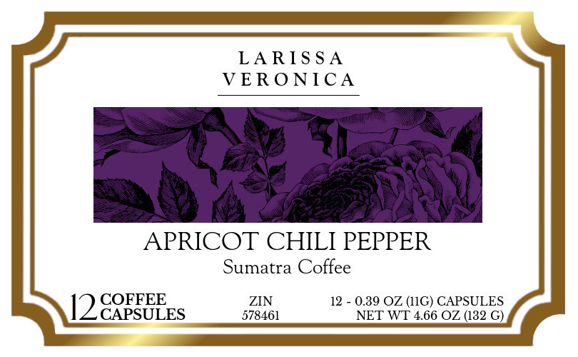 Apricot Chili Pepper Sumatra Coffee <BR>(Single Serve K-Cup Pods) - Label