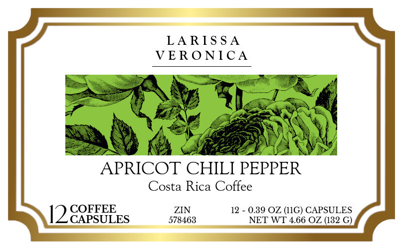 Apricot Chili Pepper Costa Rica Coffee <BR>(Single Serve K-Cup Pods) - Label