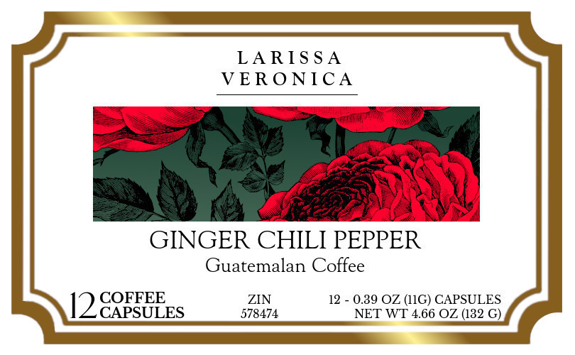 Ginger Chili Pepper Guatemalan Coffee <BR>(Single Serve K-Cup Pods) - Label