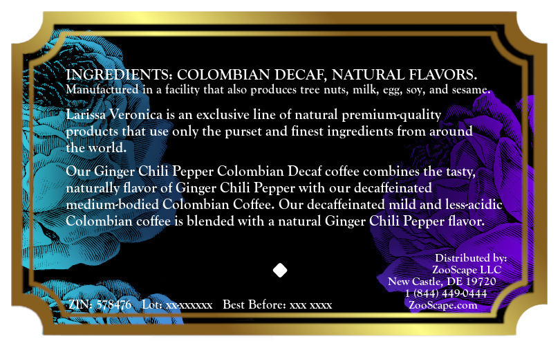 Ginger Chili Pepper Colombian Decaf Coffee <BR>(Single Serve K-Cup Pods)