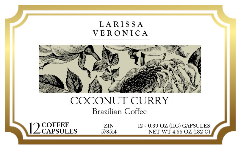 Coconut Curry Brazilian Coffee <BR>(Single Serve K-Cup Pods) - Label
