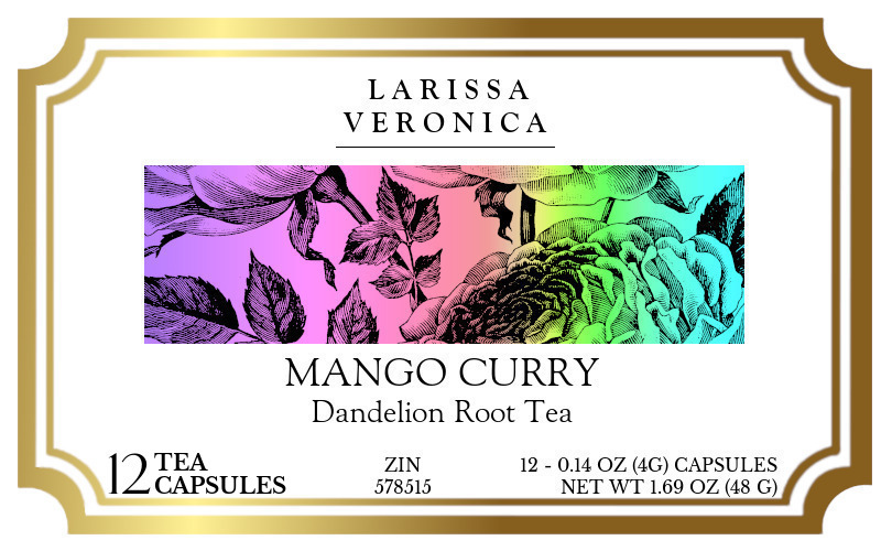 Mango Curry Dandelion Root Tea <BR>(Single Serve K-Cup Pods) - Label