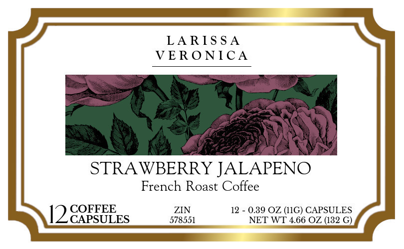 Strawberry Jalapeno French Roast Coffee <BR>(Single Serve K-Cup Pods) - Label