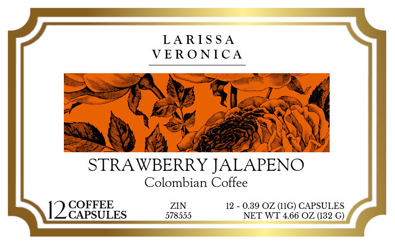 Strawberry Jalapeno Colombian Coffee <BR>(Single Serve K-Cup Pods) - Label