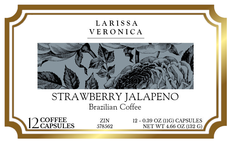 Strawberry Jalapeno Brazilian Coffee <BR>(Single Serve K-Cup Pods) - Label