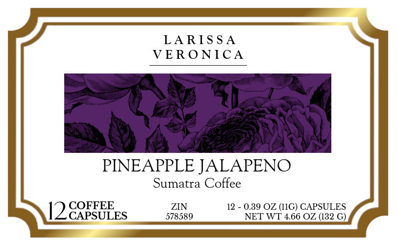 Pineapple Jalapeno Sumatra Coffee <BR>(Single Serve K-Cup Pods) - Label