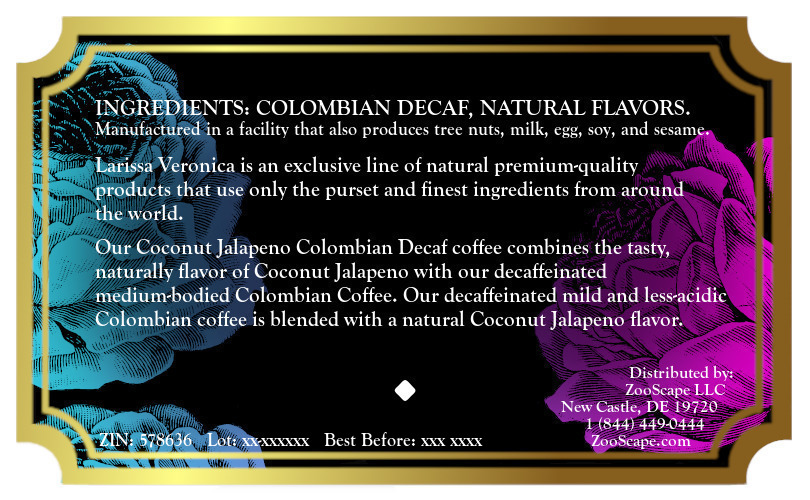 Coconut Jalapeno Colombian Decaf Coffee <BR>(Single Serve K-Cup Pods)