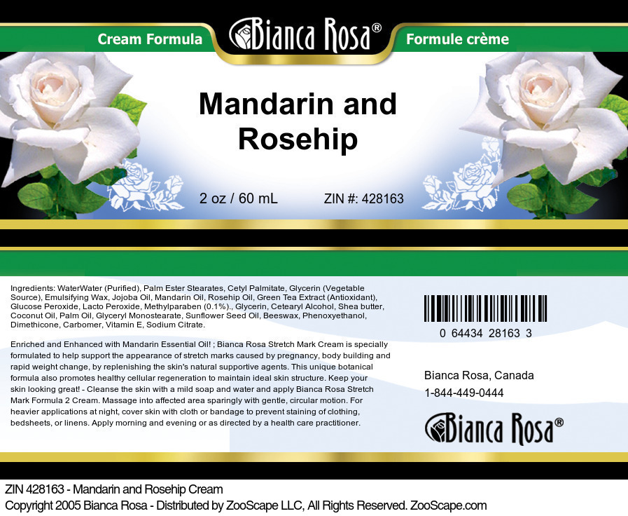 Mandarin and Rosehip Cream - Label