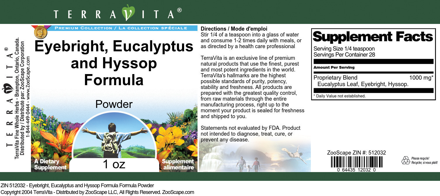 Eyebright, Eucalyptus and Hyssop Formula Formula Powder - Label