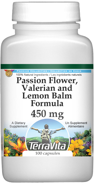 Passion Flower, Valerian and Lemon Balm Formula - 450 mg