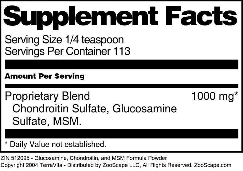 Glucosamine, Chondroitin, and MSM Formula Powder - Supplement / Nutrition Facts