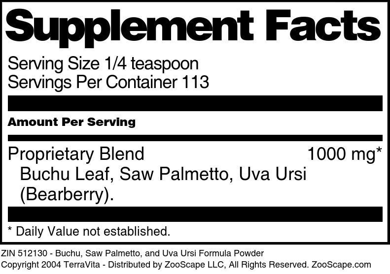 Buchu, Saw Palmetto, and Uva Ursi Formula Powder - Supplement / Nutrition Facts