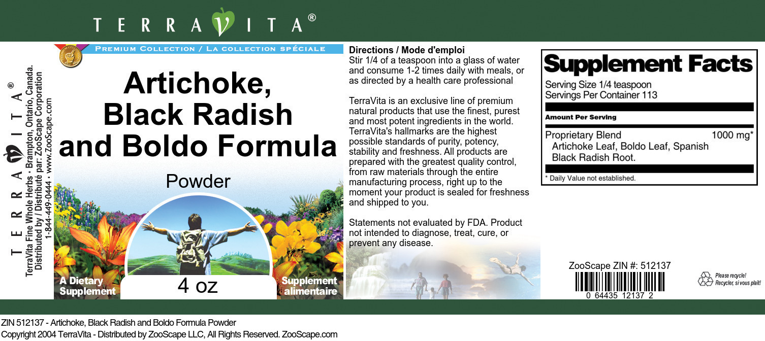 Artichoke, Black Radish and Bold Formula Powder - Label