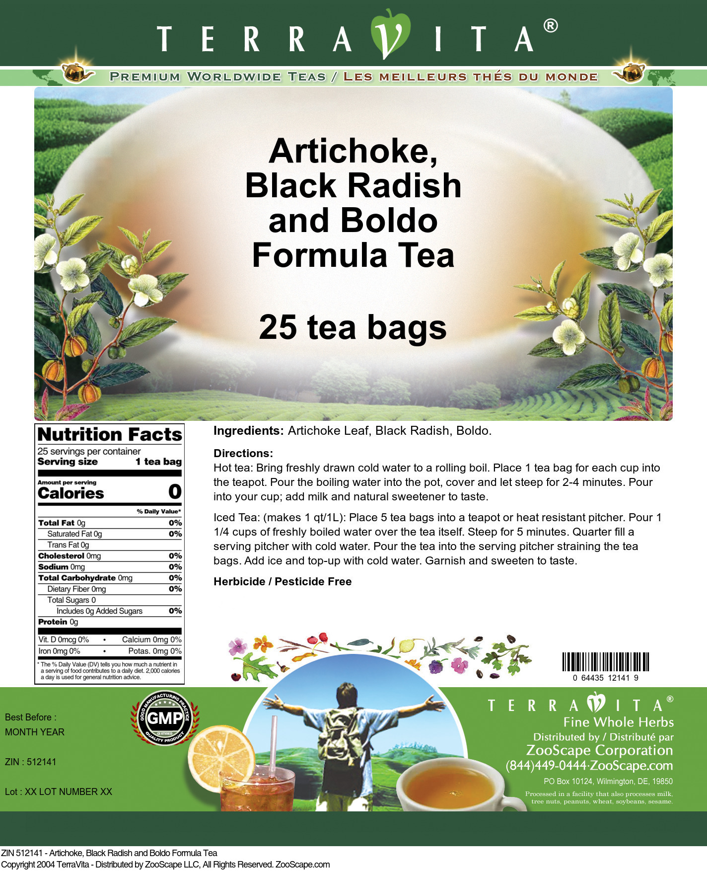 Artichoke, Black Radish and Bold Formula Tea - Label