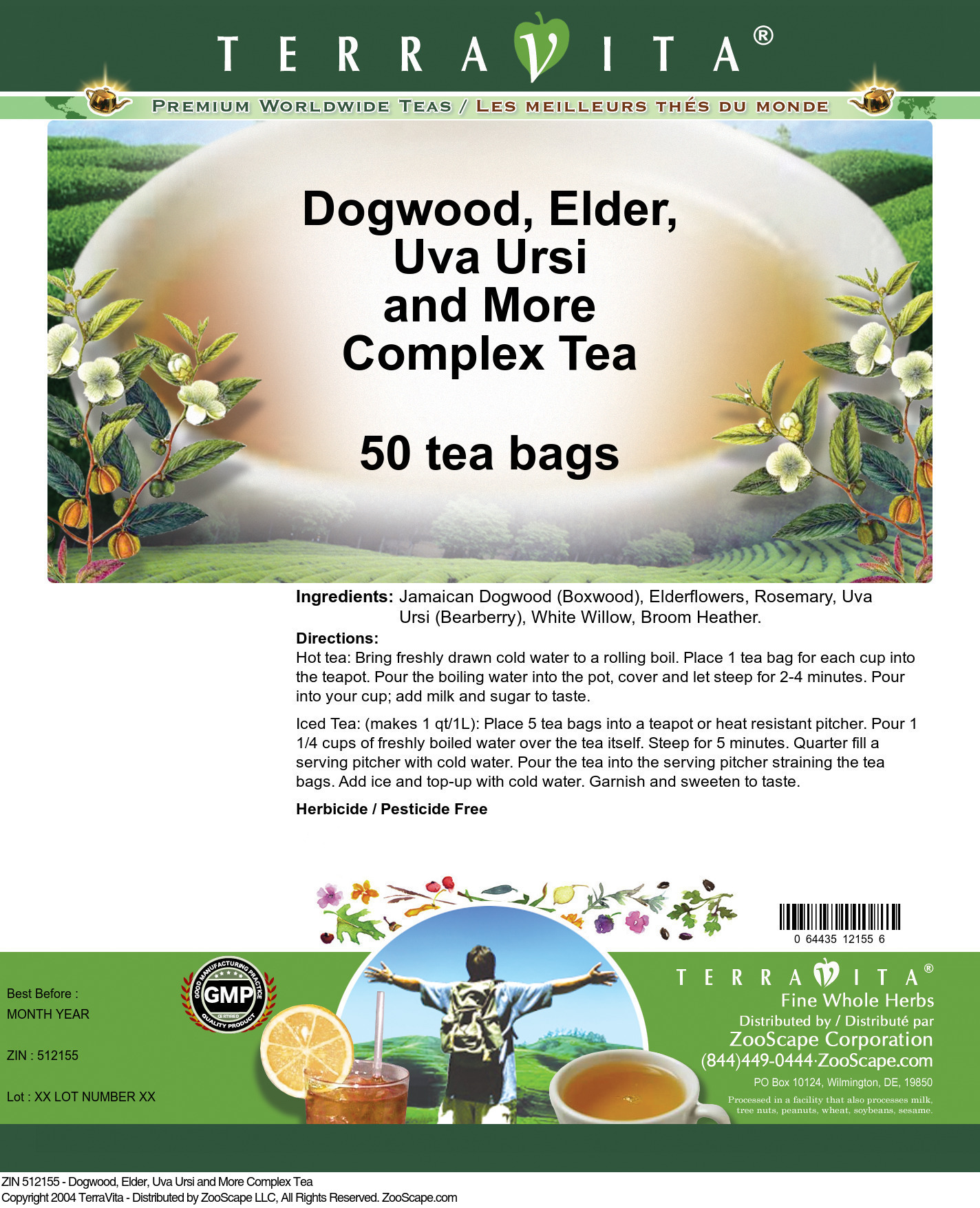 Dogwood, Elder, Uva Ursi and More Complex Tea - Label