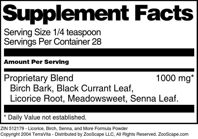 Licorice, Birch, Senna, and More Formula Powder - Supplement / Nutrition Facts