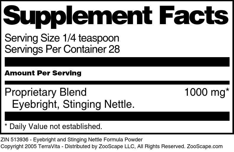 Eyebright and Stinging Nettle Formula Powder - Supplement / Nutrition Facts