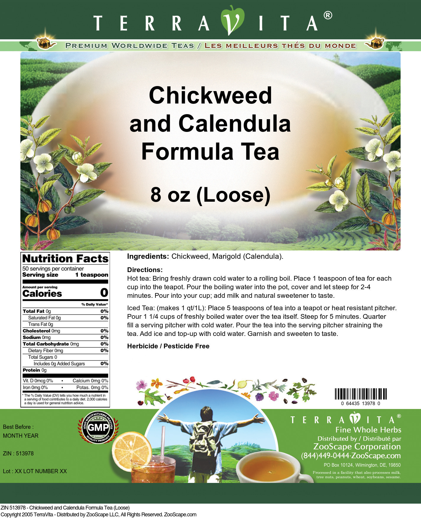 Chickweed and Calendula Formula Tea (Loose) - Label