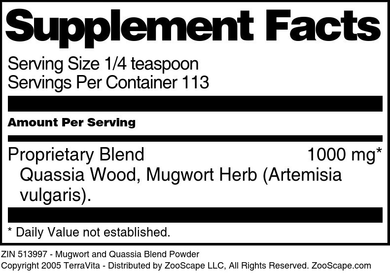 Mugwort and Quassia Blend Powder - Supplement / Nutrition Facts