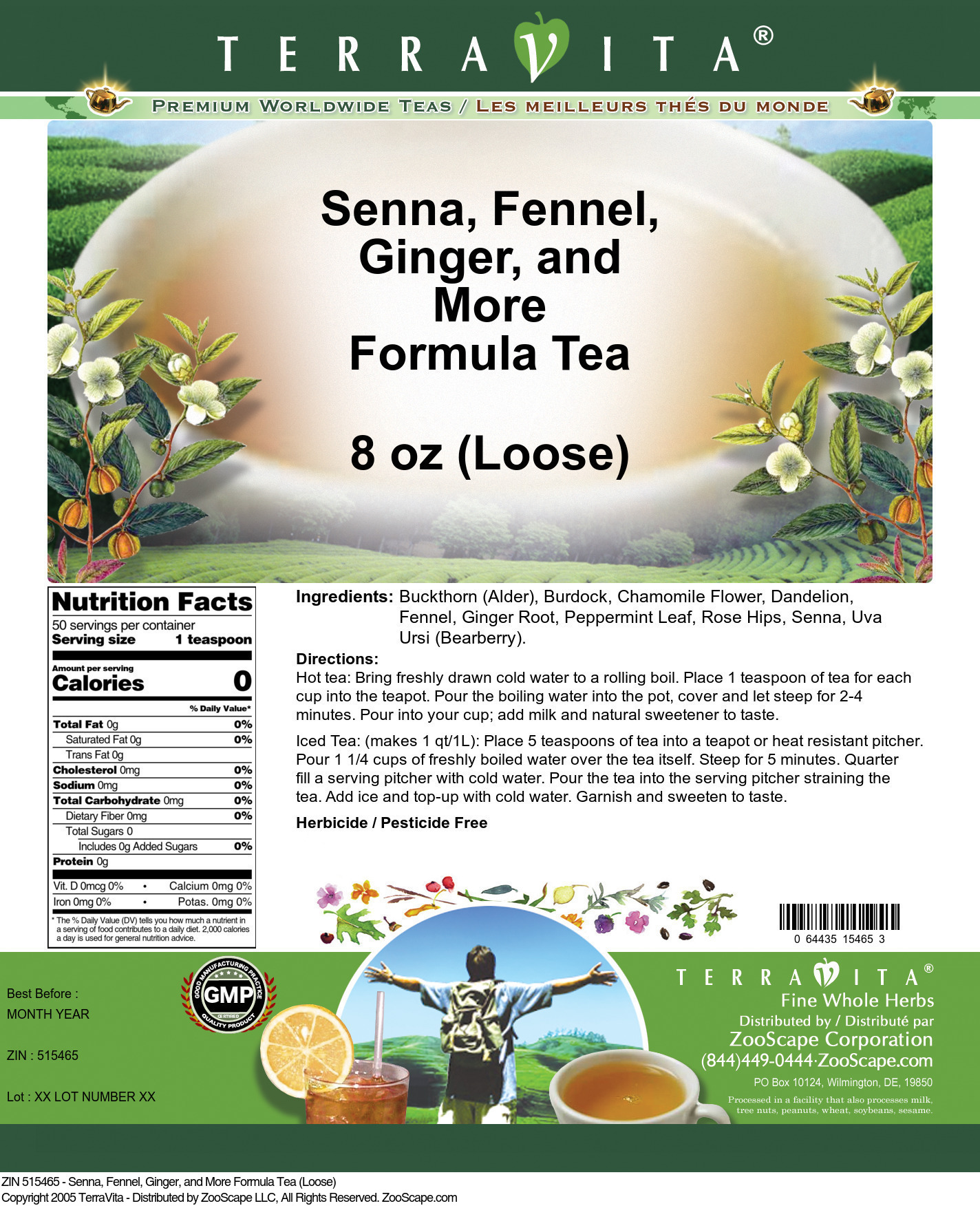 Senna, Fennel, Ginger, and More Formula Tea (Loose) - Label