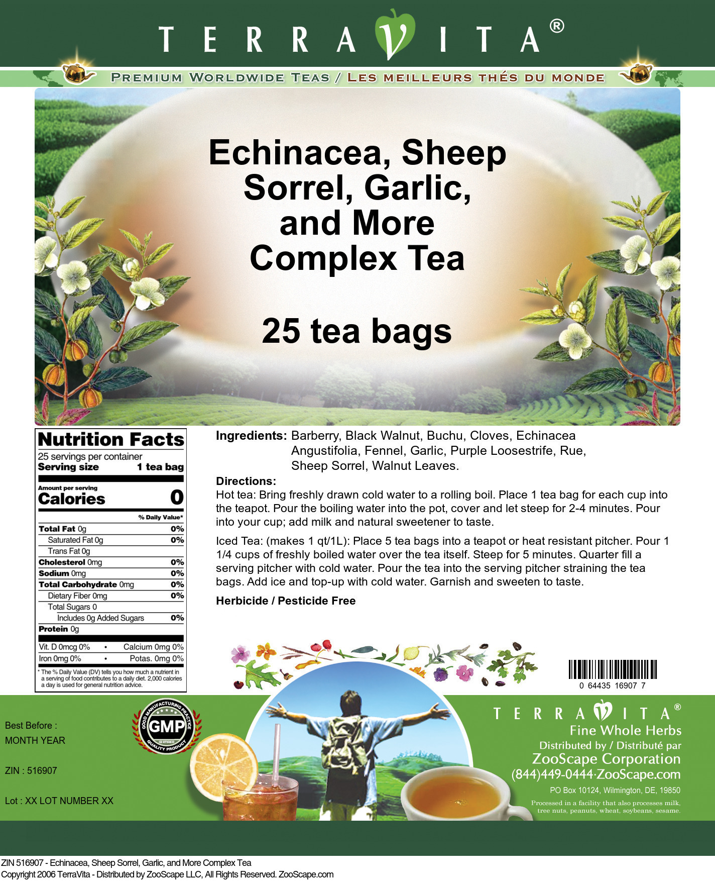 Echinacea, Sheep Sorrel, Garlic, and More Complex Tea - Label