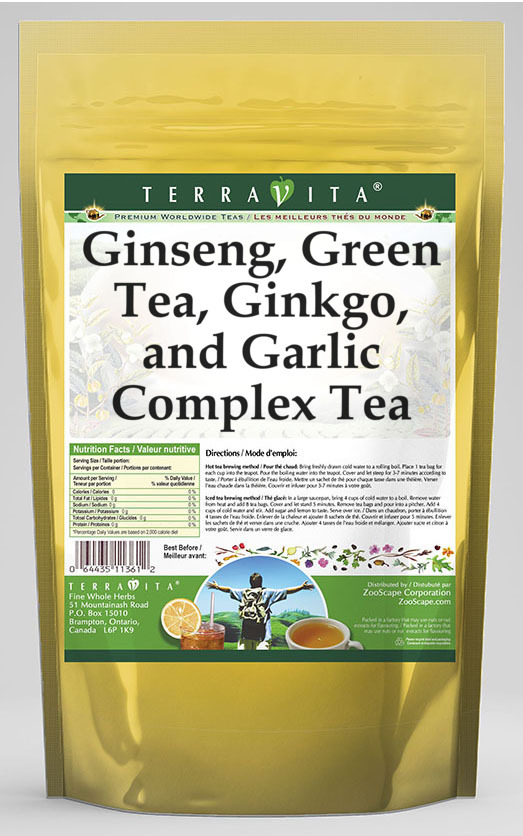 Ginseng, Green Tea, Ginkgo, and Garlic Complex Tea
