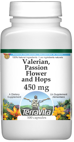 Valerian, Passion Flower and Hops - 450 mg