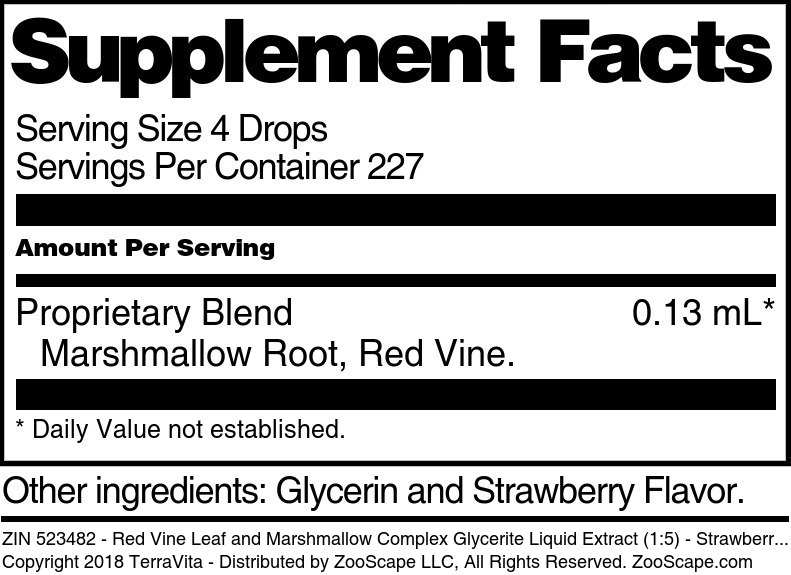 Red Vine Leaf and Marshmallow Complex Glycerite Liquid Extract (1:5) - Supplement / Nutrition Facts
