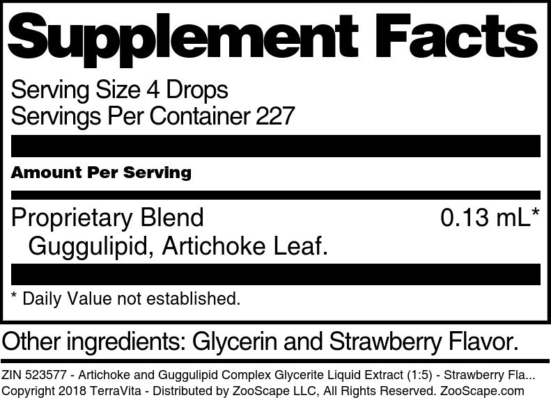 Artichoke and Guggulipid Complex Glycerite Liquid Extract (1:5) - Supplement / Nutrition Facts