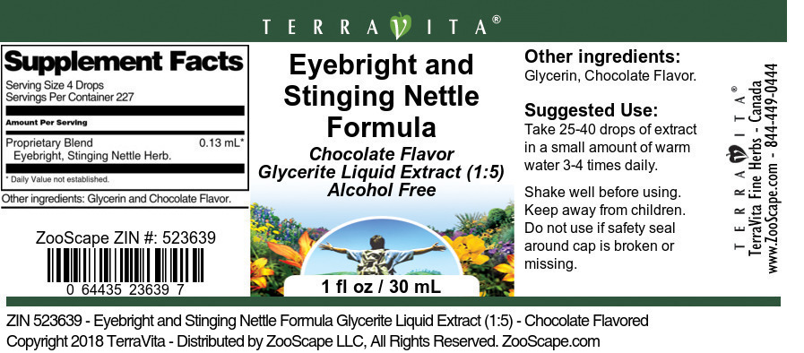 Eyebright and Stinging Nettle Formula Glycerite Liquid Extract (1:5) - Label
